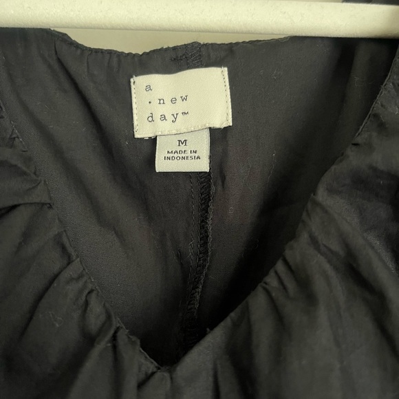 A New Day black tiered ruffle skirt v-neck ruffle sleeve cotton party dress - Picture 5 of 5